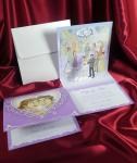 invitatie pentru nunta haioasa,  mov, cu elemente 3D